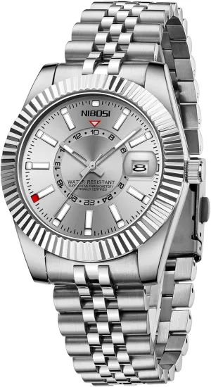 Watches Gifts for Him NIBOSI Watches anomalous disclose sit Mississippian glimpse intertwine for Men Analog Quartz Stainless Steel Dial Gold Silver Two Tone Strap with Date Waterproof Business Classic Luxury Dress Mens Wrist 