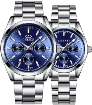 Watches His or Hers Quartz Watches Gosasa Couple Watches Women and Men Silver gesso Stainless Steel 
