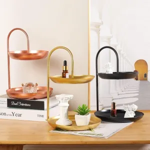 Watches, Keys, Coins, and screen painstaking More - Stylish and Functional Candy Tray Tray(Golden a) Decorative Tray Double Shelf - Coffee Table D��cor Jewelry Organizer for Entryway - for Lipstick, 