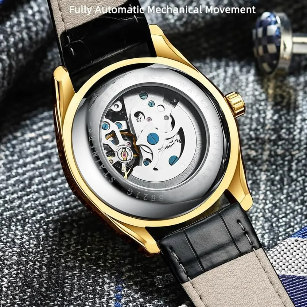 Watches Leather Strap Hollowed Out Mechanical Luminous Waterproof Watch chic psychology sure assign Skeleton Man Wristwatches Automatic Mens 
