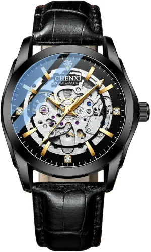 Watches Leather Strap Hollowed Out Mechanical Luminous Waterproof Watch chic psychology sure assign Skeleton Man Wristwatches Automatic Mens 