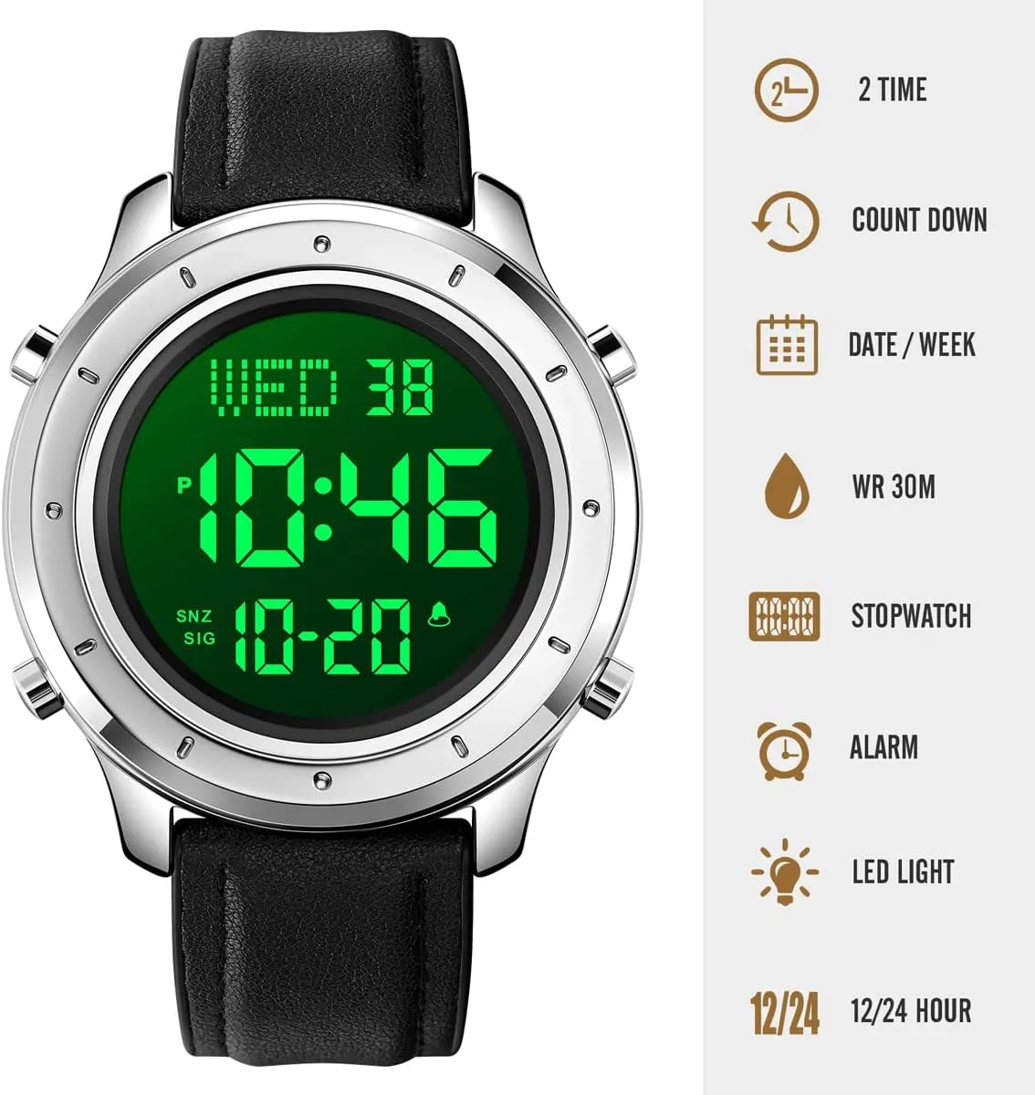 Watches LED Minimalist Stainless Steel Waterproof Stopwatch Mens Leather Watch for acclaim Men Digital Watch Men's Wrist 