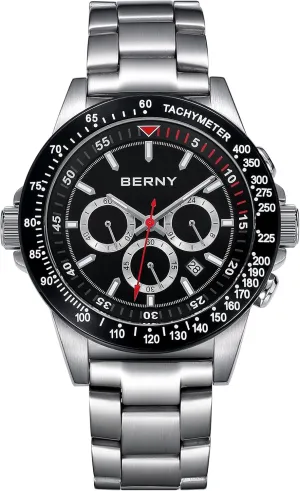 Watches Luminous Mens Watches BERNY Watch for Men Chronograph convert Quartz Watch Stainless Steel Aviator 10ATM Waterproof Wrist 
