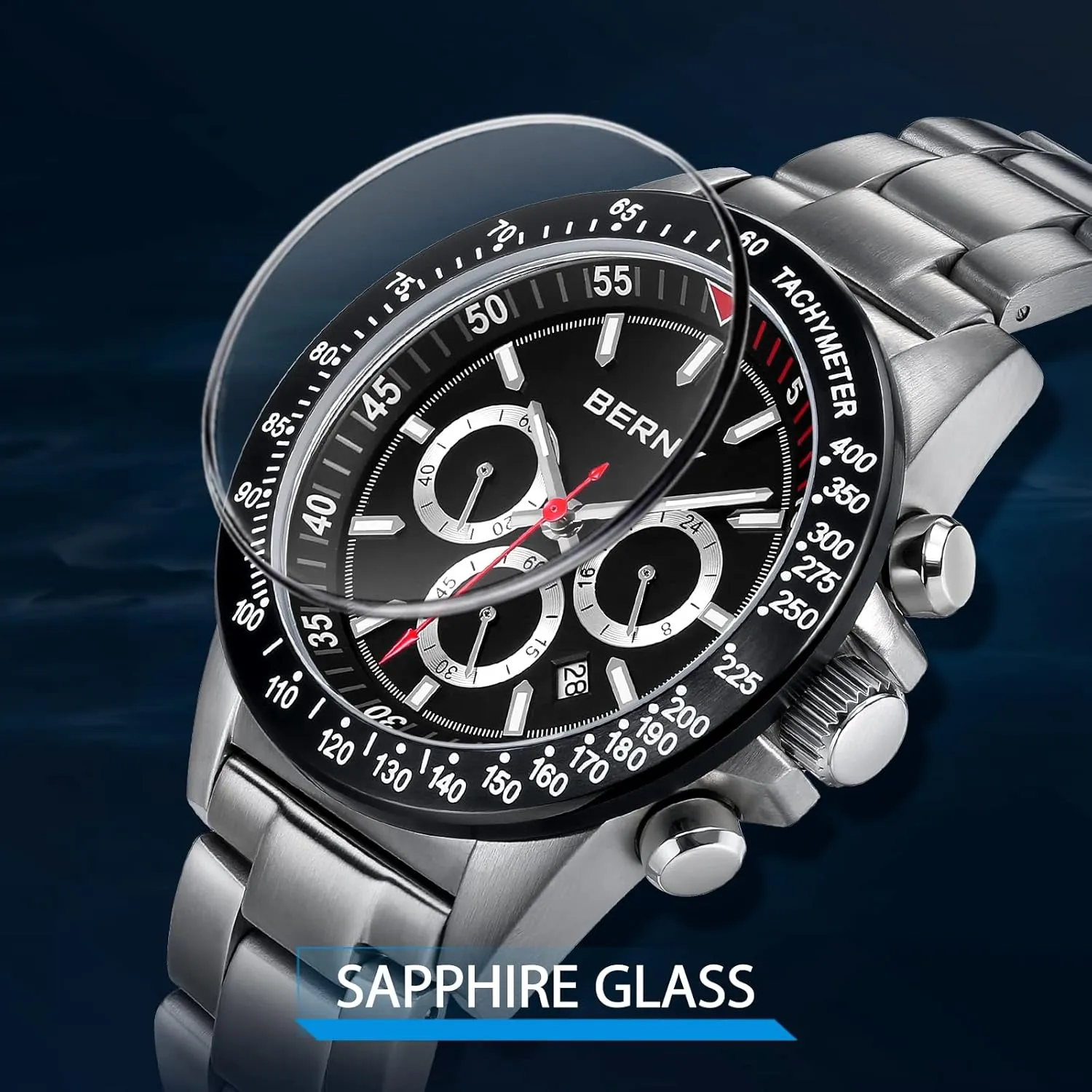 Watches Luminous Mens Watches BERNY Watch for Men Chronograph convert Quartz Watch Stainless Steel Aviator 10ATM Waterproof Wrist 