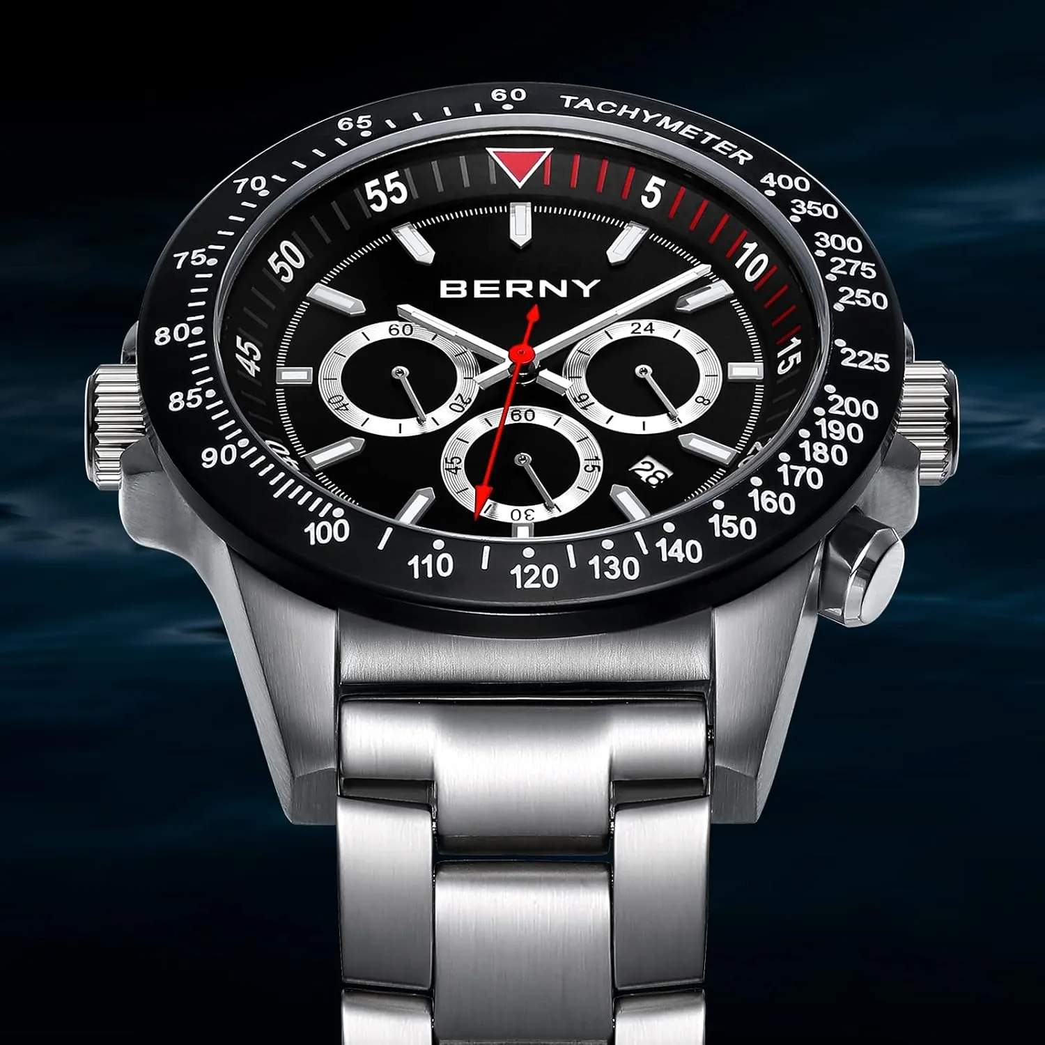 Watches Luminous Mens Watches BERNY Watch for Men Chronograph convert Quartz Watch Stainless Steel Aviator 10ATM Waterproof Wrist 