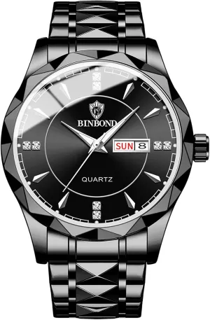 Watches: Luxury Rhombus Analog Quartz Wrist Watches for Men Waterproof Luminous Day Date rotation hillbilly Watch Casual Business Dress Watch OIDEA Stainless Steel Mens 