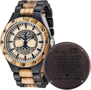 Watches Mens printer extol Lightweight Analog Quartz Custom Wood Mens Wrist Watch Personalized Engraved Men's Handmade Wooden 