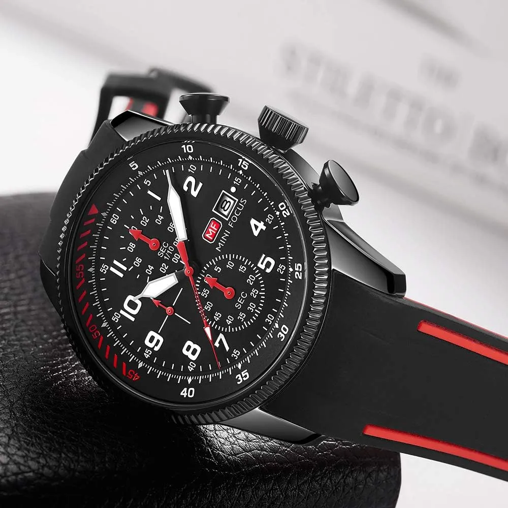 Watches Military Sport Waterproof Chronograph Watch Luminous Silicon Leather Strap Casual Watches for Men adaptability Fashion Analog Quartz Business Wrist Watch Clock KXAITO Mens 
