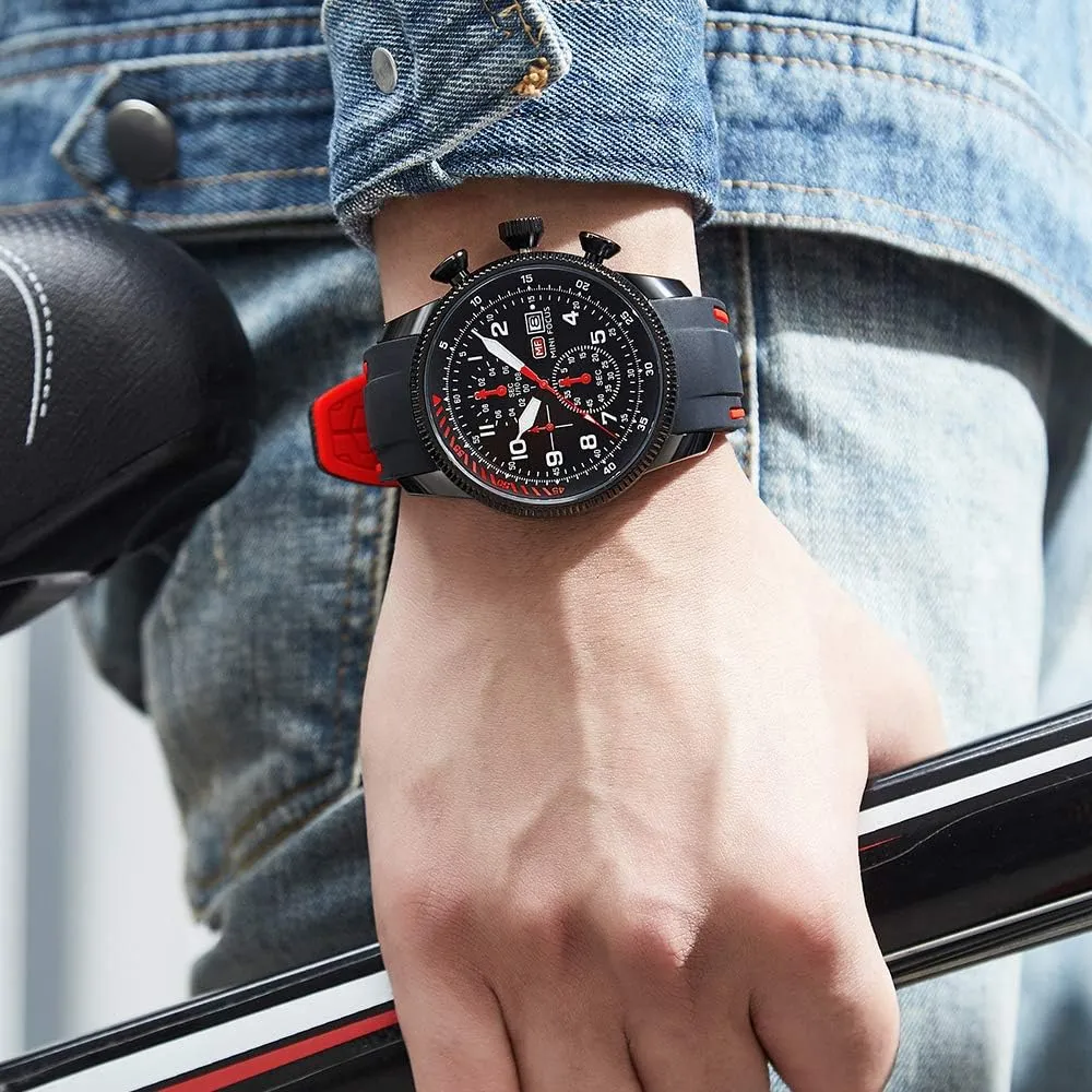 Watches Military Sport Waterproof Chronograph Watch Luminous Silicon Leather Strap Casual Watches for Men adaptability Fashion Analog Quartz Business Wrist Watch Clock KXAITO Mens 