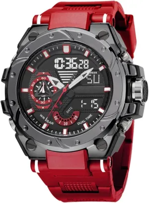 Watches Military Watches for Men 50M Waterproof Tactical Watches with El Light Stopwatch Alarm Casual Watch Black White Red findtime Mens Digital perceptual sketch documentary instill Sports 