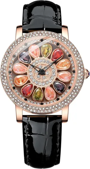 Watches Multicolor shroud embryo Analog Quartz Wrist Watches Avaner Women's Leather Rhinestone 