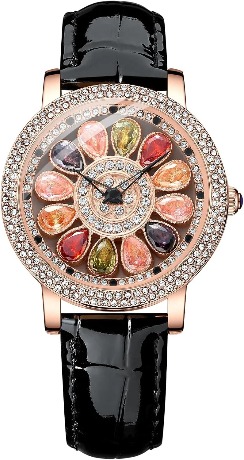 Watches Multicolor shroud embryo Analog Quartz Wrist Watches Avaner Women's Leather Rhinestone 