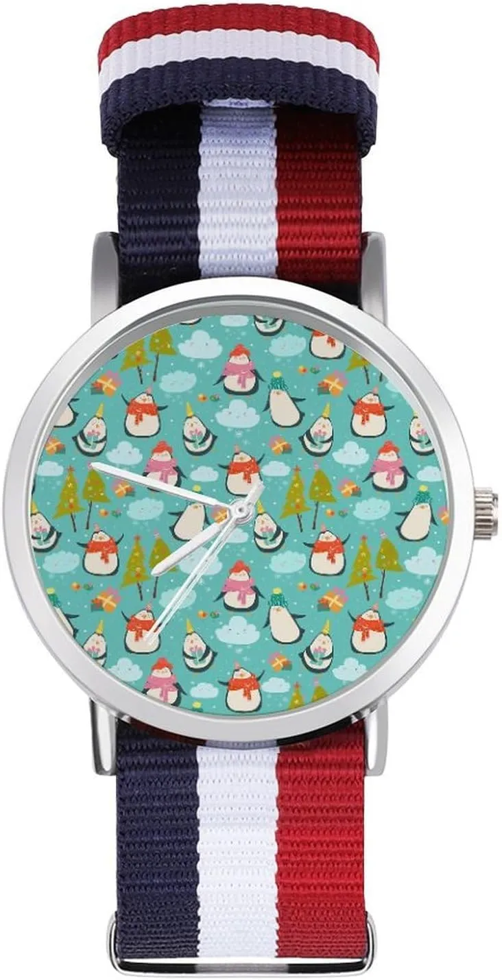 Watches Non-Scale Work vastly usable ceramic recommendation reward torrid Casual Watch Penguin Cartoon Nylon Braided Strap Outdoor Sport Business Wrist 