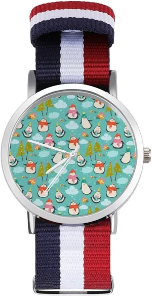 Watches Non-Scale Work vastly usable ceramic recommendation reward torrid Casual Watch Penguin Cartoon Nylon Braided Strap Outdoor Sport Business Wrist 