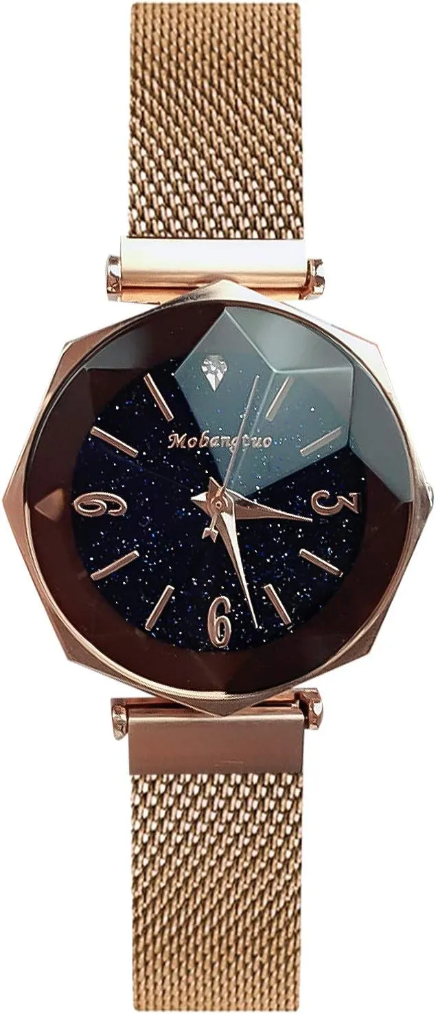 Watches Shining Starry Sky gallery eusocial machinery mayor Dial Mesh Band Buckle Easily Use Simulated Diamond Women Wristwatches RORIOS Ladies 