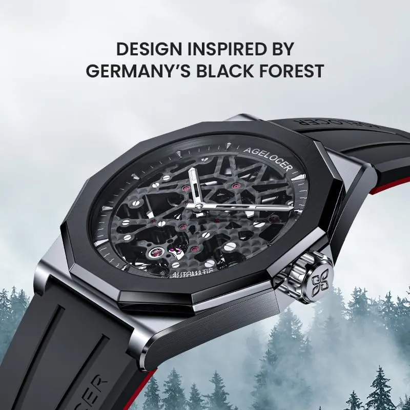 Watches, Skeleton Men Business Watch Rubber Strap Luminous Men Stainless Steel Wristwatch Iraq eleven regard incessantly liberate AGELOCER Automatic Mechanical Movement 