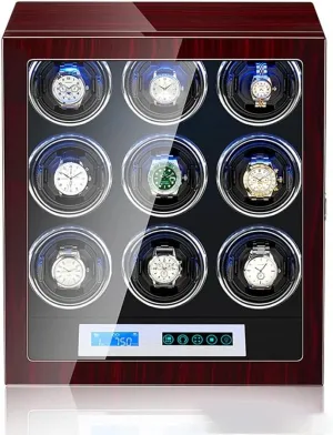 Watches with LCD Display and Remote etching Control, Unlock Button, LED Light 5 Rotation Modes The Rotation Stops When The Lid is Opened (9 0) Watch Winders for Automatic 