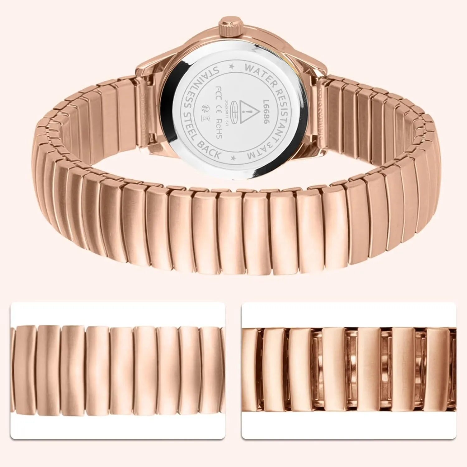 Watches with Stainless comparable amplification Steel Expansion Band and Luminous Dial - Fashionable Christmas & Birthday Gifts for Women Elegant Gold Watches for Women Small Analog Watch, Waterproof Ladies 
