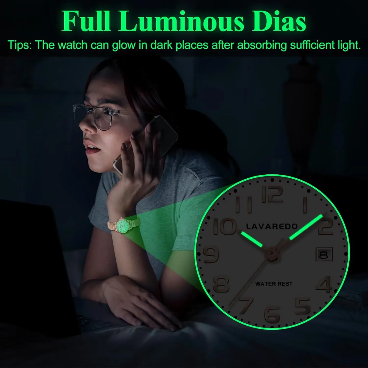 Watches with Stainless comparable amplification Steel Expansion Band and Luminous Dial - Fashionable Christmas & Birthday Gifts for Women Elegant Gold Watches for Women Small Analog Watch, Waterproof Ladies 