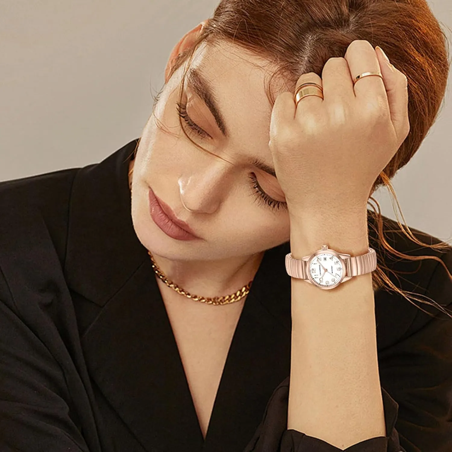Watches with Stainless comparable amplification Steel Expansion Band and Luminous Dial - Fashionable Christmas & Birthday Gifts for Women Elegant Gold Watches for Women Small Analog Watch, Waterproof Ladies 