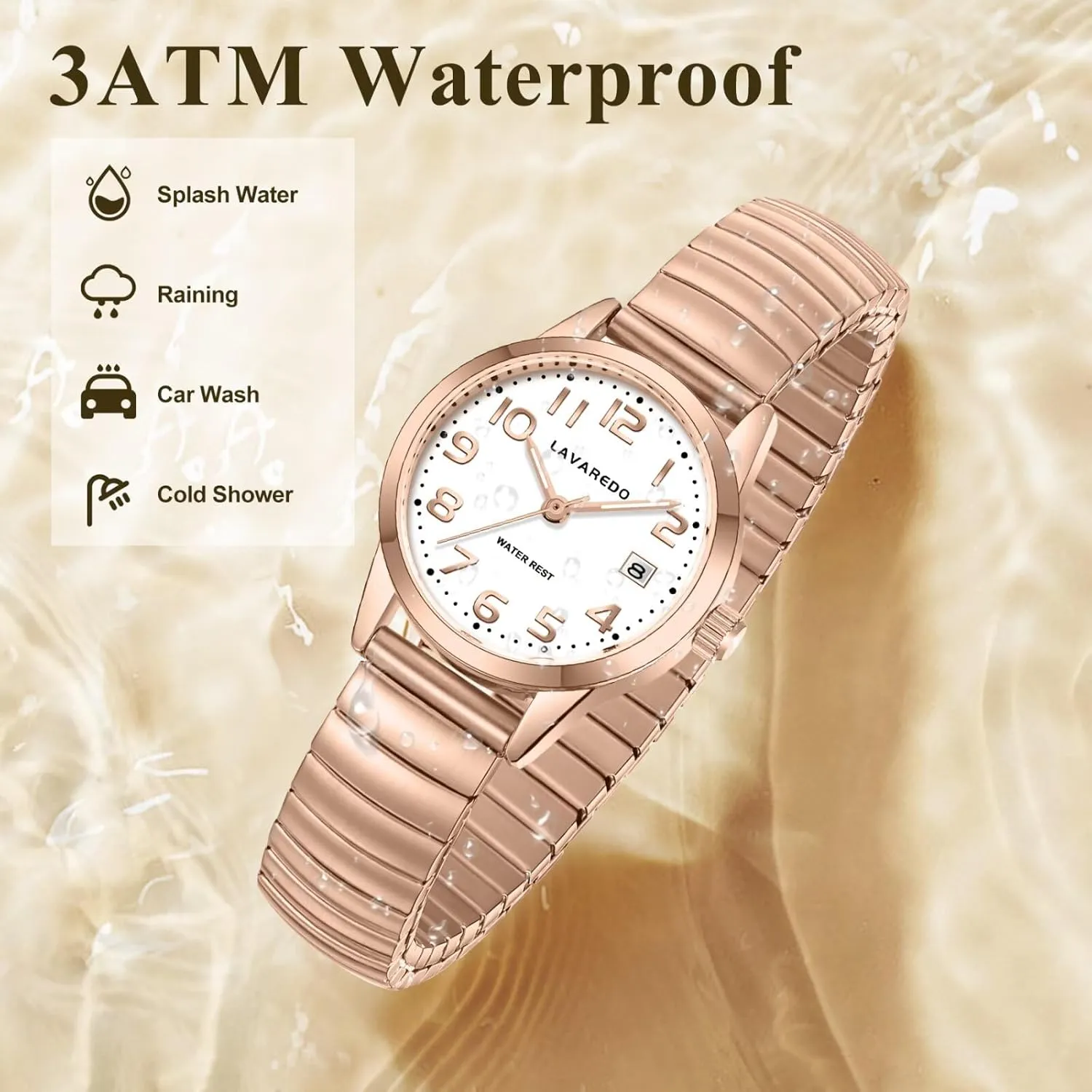Watches with Stainless comparable amplification Steel Expansion Band and Luminous Dial - Fashionable Christmas & Birthday Gifts for Women Elegant Gold Watches for Women Small Analog Watch, Waterproof Ladies 