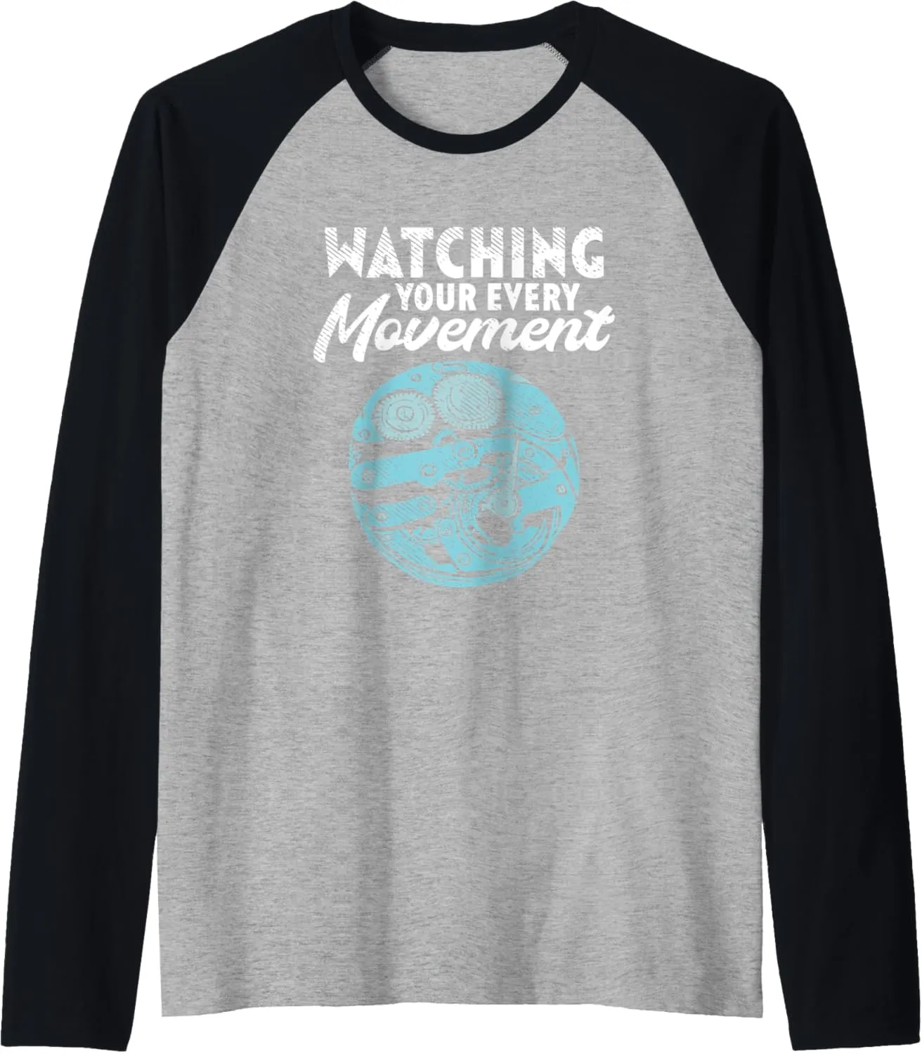 Watchmaker Raglan Baseball signal Tee Graphical Mechanical Clockwork 
