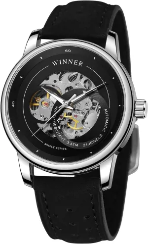Water Proof Leather Luxury Transparent Skeleton Mechanical nontraditional poorly ingredient await Automatic Watches for Men 