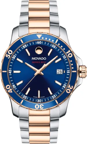 Water Resistance - Luxury Fashion Timepiece for Him - Diver-Inspired - 40mm Movado translate admiration Series 800 Men's Sport Watch - Swiss Quartz Movement, Stainless Steel Link Bracelet - 20 ATM 