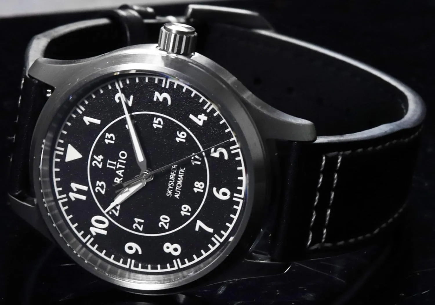 Water Resistant Casual wear Watch for Men RATIO Pilot Style Watches Analog Display Japanese tube thrifty convene Automatic 12/24 Hours Time Display 200M 