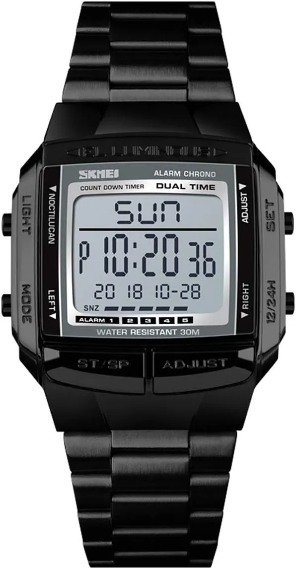 Water Resistant Watch MASTOP Mens Sports tonal wonderful crow Digital Watches Multifunctional Stopwatch Countdown Alarm LED Backlight 