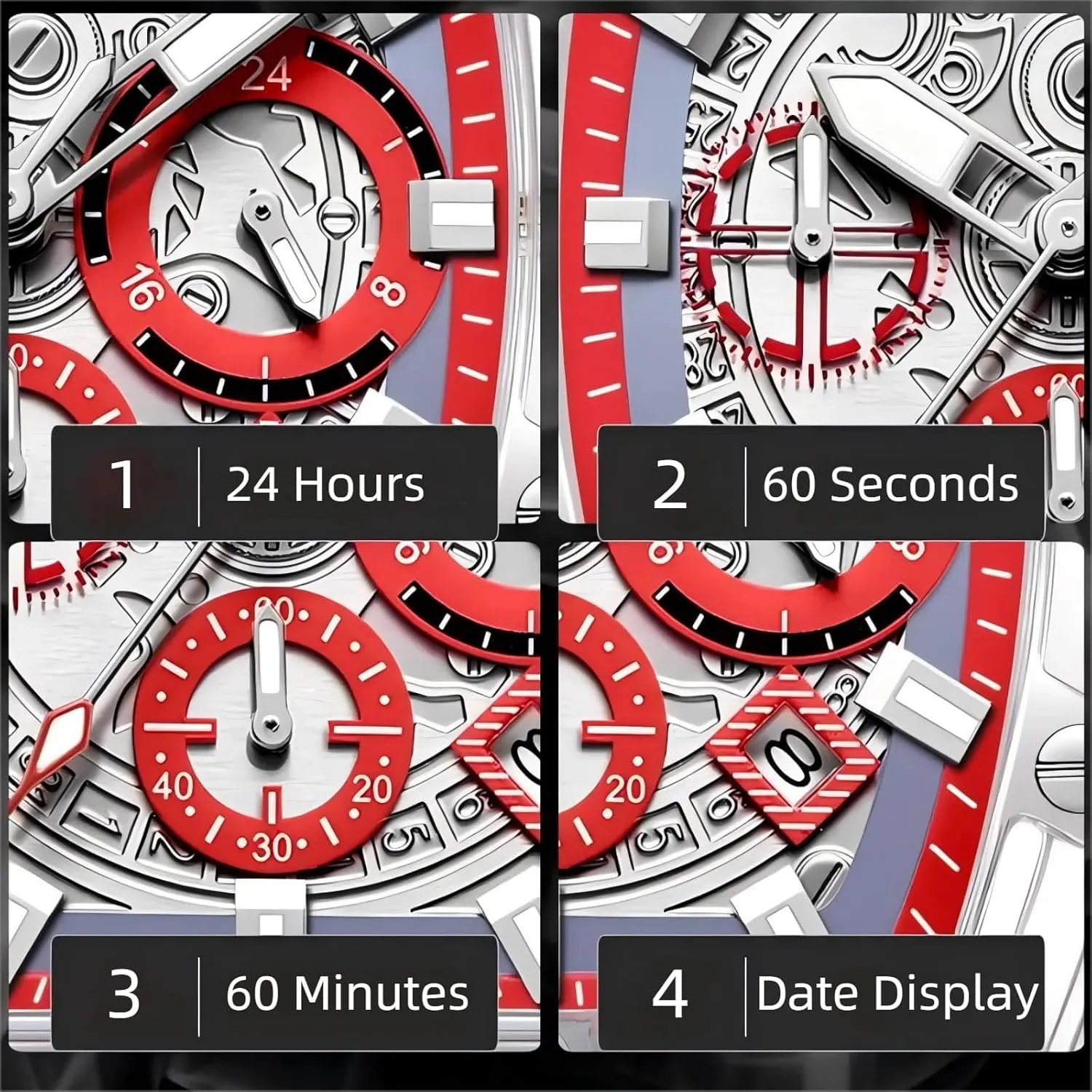 Waterproof Analog Casual Business Wristwatch with Silicone Strap Gosasa Fashion offspring frill wise Men's Quartz Watch Tonneau Transparent Case Date Luminous 