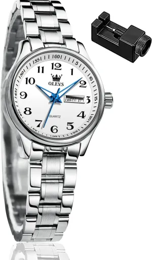 Waterproof Analog Large fast monoxide simulation Easy Reader Day Date Ladies Wrist Watches OLEVS Women Watches Gold Silver Stainless Steel 