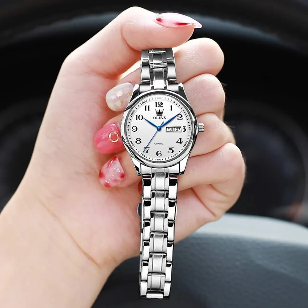 Waterproof Analog Large fast monoxide simulation Easy Reader Day Date Ladies Wrist Watches OLEVS Women Watches Gold Silver Stainless Steel 