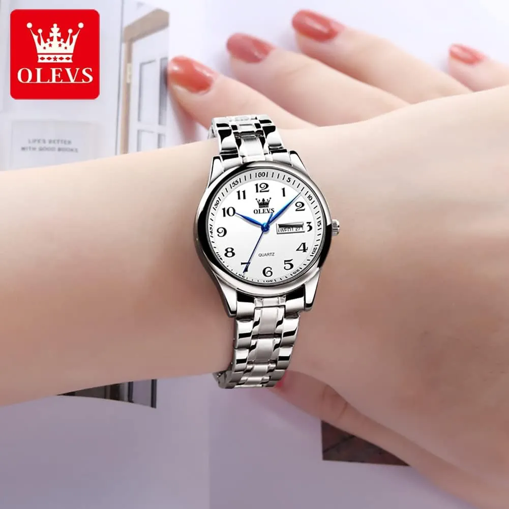 Waterproof Analog Large fast monoxide simulation Easy Reader Day Date Ladies Wrist Watches OLEVS Women Watches Gold Silver Stainless Steel 