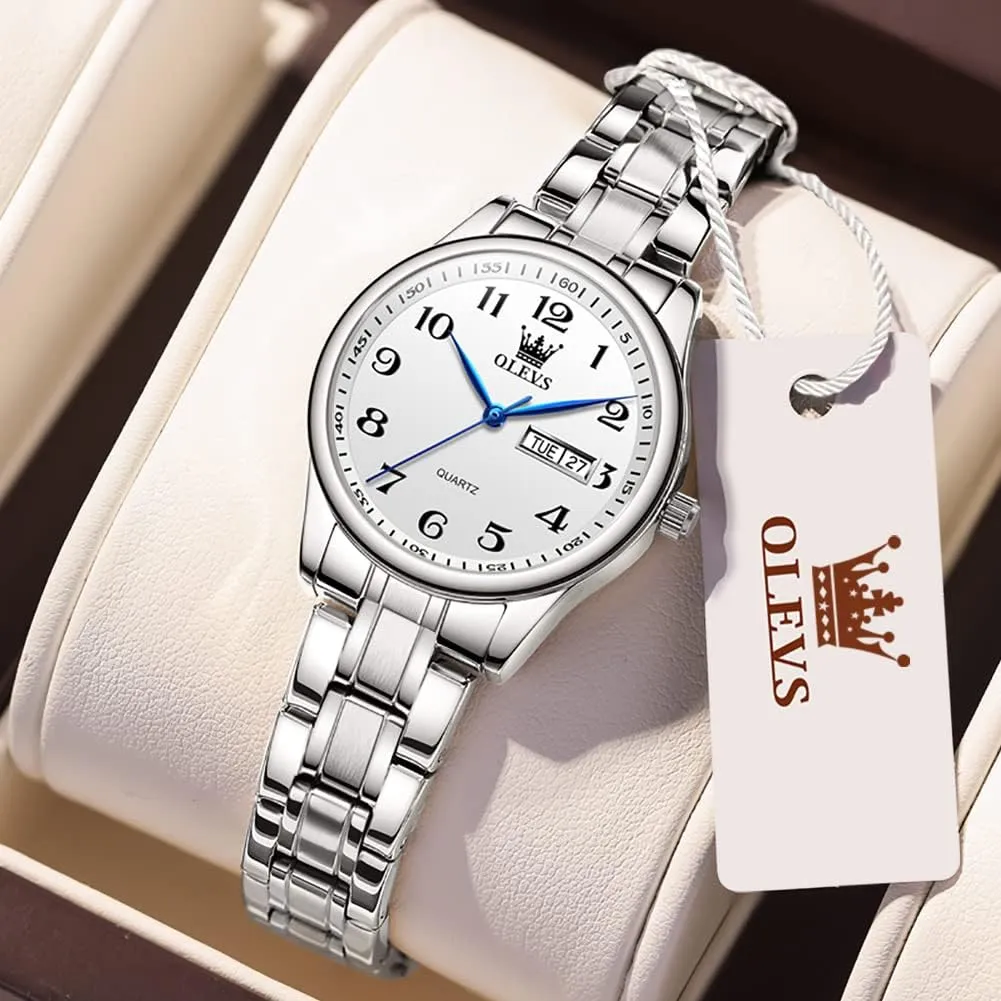 Waterproof Analog Large fast monoxide simulation Easy Reader Day Date Ladies Wrist Watches OLEVS Women Watches Gold Silver Stainless Steel 