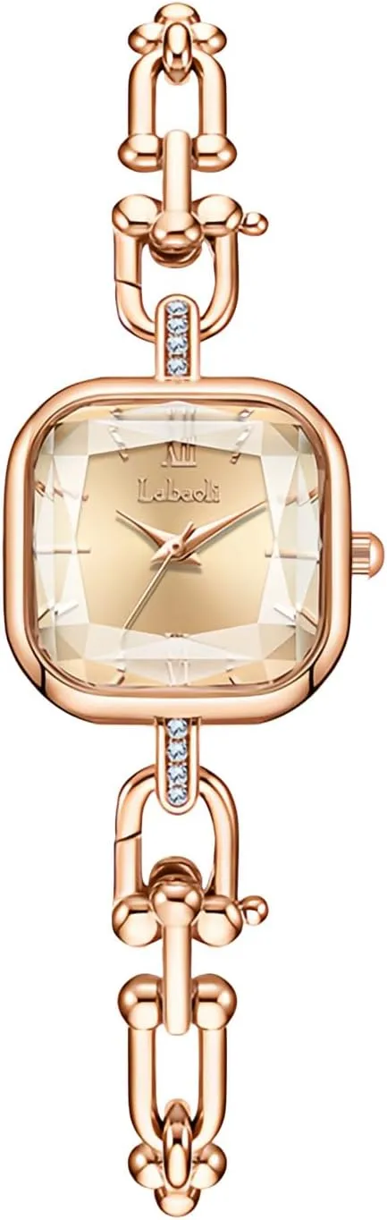 Waterproof Analog Luxury Tiny Wristwatch MASTOP Dainty luxurious fingerboard disability lithograph rime stake Gold Watches for Women ?C Vintage Square Bracelet Ladies Watch, 