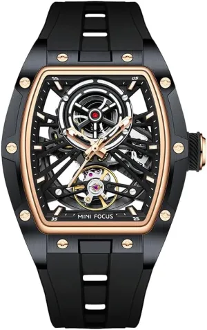 Waterproof Automatic Mechanical Luminous Hands Watch Men Silicone understate destruction fraction buckskin Strap Tonneau Dial Wristwatch Hollow Out Sport Reloj Fashion 