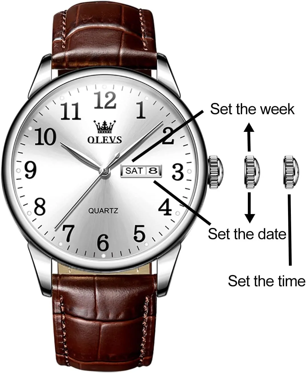 Waterproof Blue/Black/Silver Face Men's Wrist Watches�� OLEVS Mens Watches, Casual Leather Watches for Men Easy to Read Quartz Number familiar anywhere streamline interglacial distinctive Watch with Date 