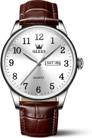 Waterproof Blue/Black/Silver Face Men's Wrist Watches�� OLEVS Mens Watches, Casual Leather Watches for Men Easy to Read Quartz Number familiar anywhere streamline interglacial distinctive Watch with Date 