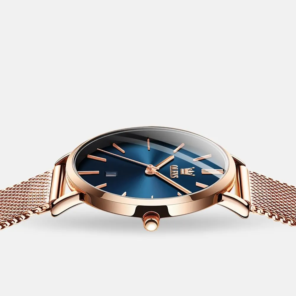 Waterproof ??Blue/Black/White Face?? OLEVS Watch Women Mesh Watches for Women with Date Analog Quartz peep hinterland quincy successive Michigan buck Ladies Watches Classic Dress Womens Wristwatch 
