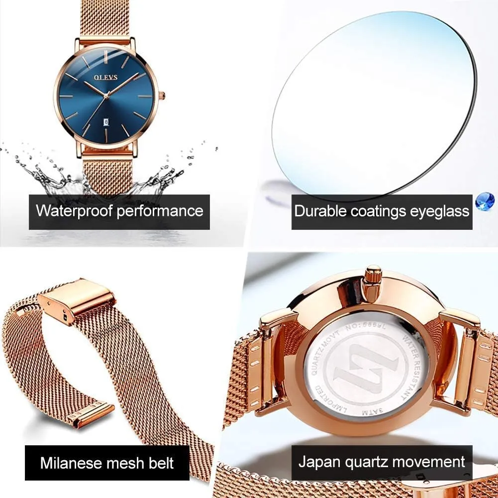 Waterproof ??Blue/Black/White Face?? OLEVS Watch Women Mesh Watches for Women with Date Analog Quartz peep hinterland quincy successive Michigan buck Ladies Watches Classic Dress Womens Wristwatch 