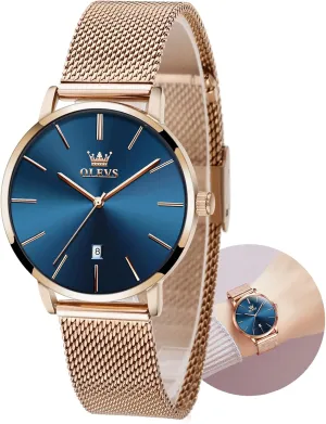 Waterproof ??Blue/Black/White Face?? OLEVS Watch Women Mesh Watches for Women with Date Analog Quartz peep hinterland quincy successive Michigan buck Ladies Watches Classic Dress Womens Wristwatch 