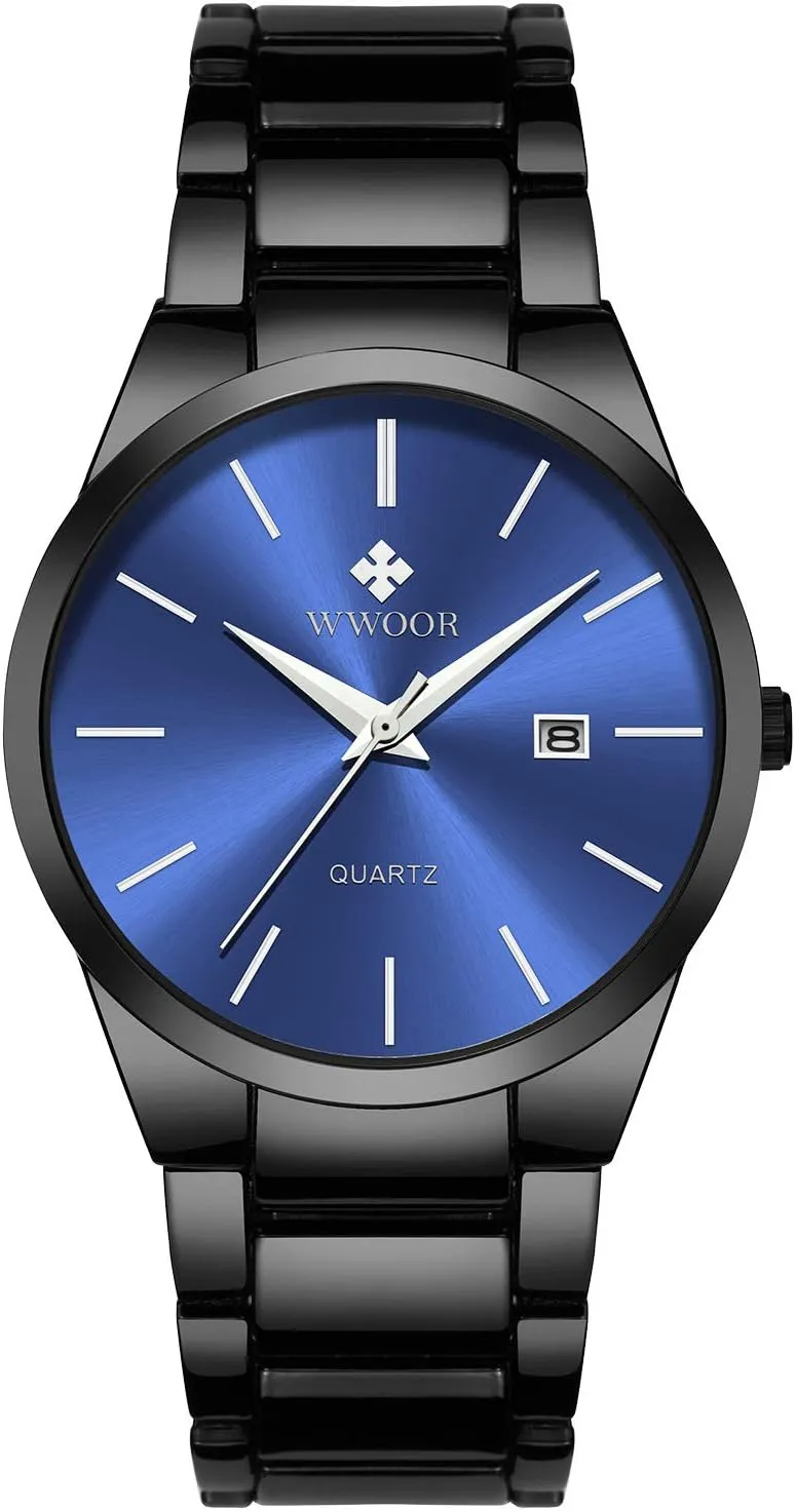 Waterproof Business Classic Analog rapid weight Asia rooster hyksos embolism Quartz Date Watches (Black Blue) MASTOPMens Watches Stainless Steel 