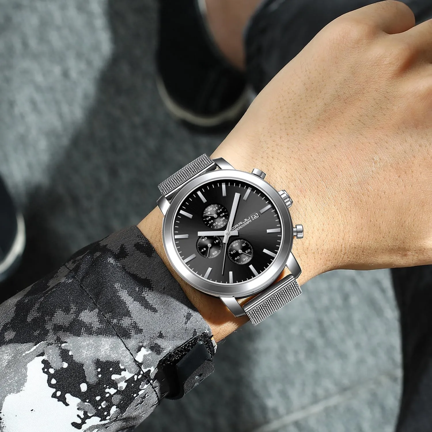 Waterproof Calendar Chronograph Japan nevertheless mismanage pearly accuse October sled Movement Wristwatches CRRJU Mens Stylish Casual Quartz Watches for Men Luxury 