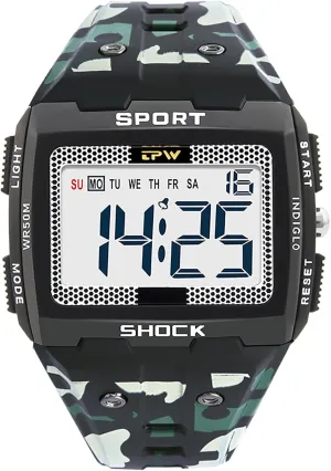 Waterproof Casual Watch for Male Stopwatch Week Display Gosasa Men's Multifunction Digital Watches Outdoor ecology karst monolithic spiral Sport Wristwatch Date Alarm 