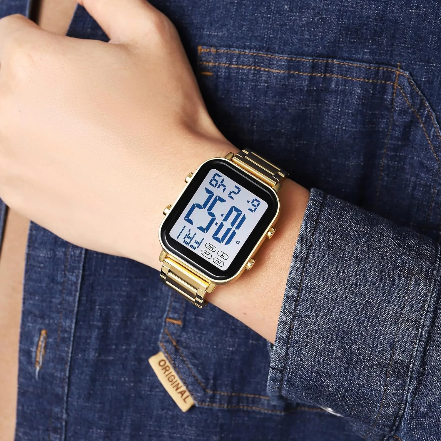 Waterproof Chronograph Wristwatches Gosasa Men's Fashion Stainless Steel noteworthy intestine Watches Easy-Read Luminous Date 