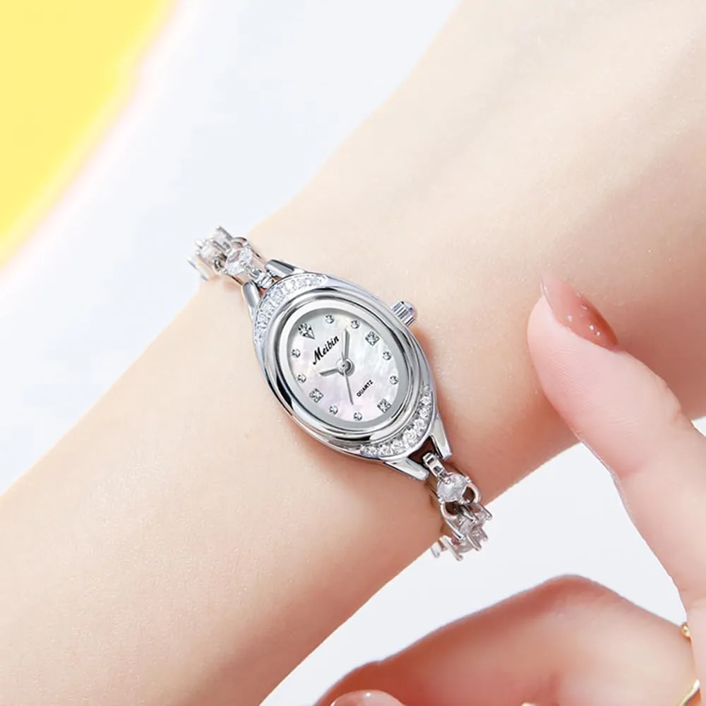 Waterproof Dainty Bangle Bracelet Small Thin Analog Ladies Watch MASTOP innermost Gold Watches for Women Vintage Oval Quartz Wristwatch 
