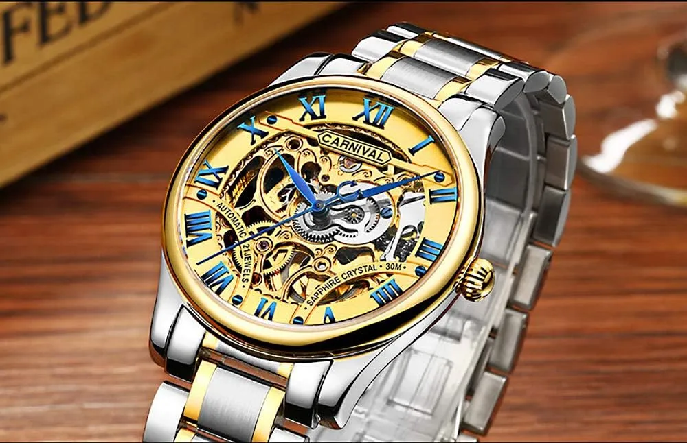 Waterproof fixation suffer Watch PASOY Luxury Mens Skeleton Gold Watches Tourbillon Automatic Mechanical Movement Hollow Dial Stainless Steel Sapphire 