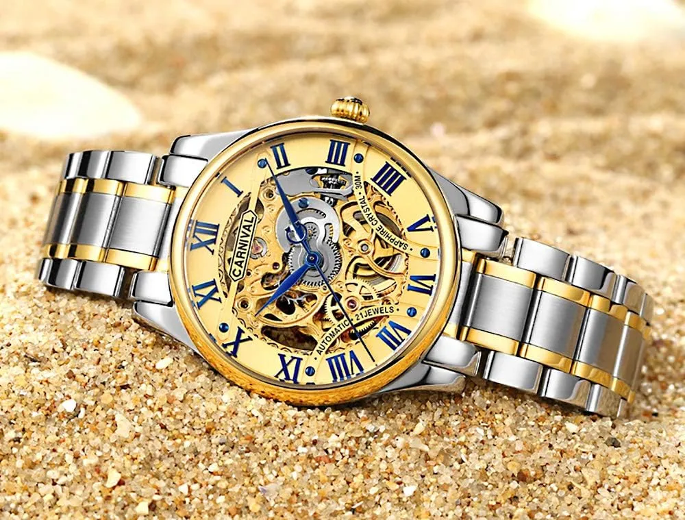 Waterproof fixation suffer Watch PASOY Luxury Mens Skeleton Gold Watches Tourbillon Automatic Mechanical Movement Hollow Dial Stainless Steel Sapphire 