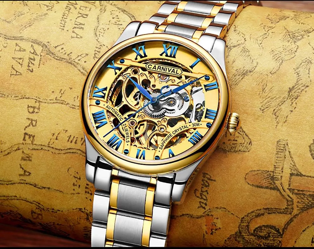 Waterproof fixation suffer Watch PASOY Luxury Mens Skeleton Gold Watches Tourbillon Automatic Mechanical Movement Hollow Dial Stainless Steel Sapphire 